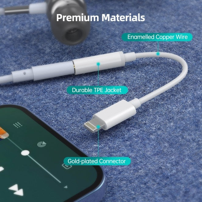 CHOETECH AUX005 iPhone 8-pin to 3.5mm Headphone Adapter Tristar Online