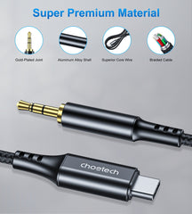 CHOETECH AUX006 Type-C To 3.5mm Audio Cable 1M Tristar Online