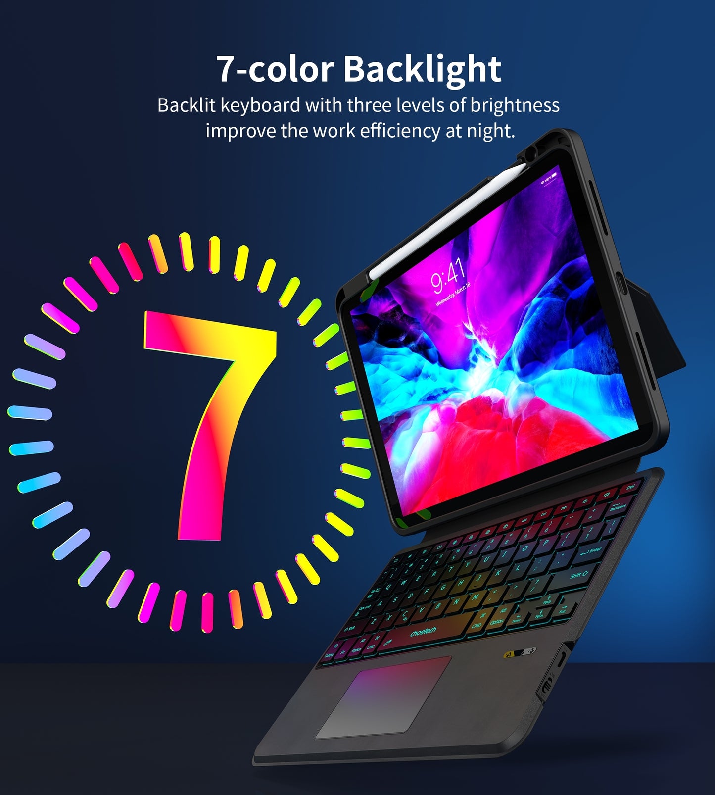 CHOETECH BH-018 Wireless Keyboard with Touchpad and Backlight for iPad Pro 11 " (Black) Tristar Online