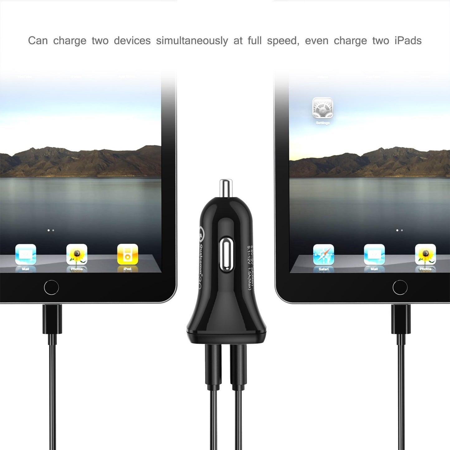 CHOETECH C0051 Quick Charge 3.0 Tech 30W Car Charger Tristar Online