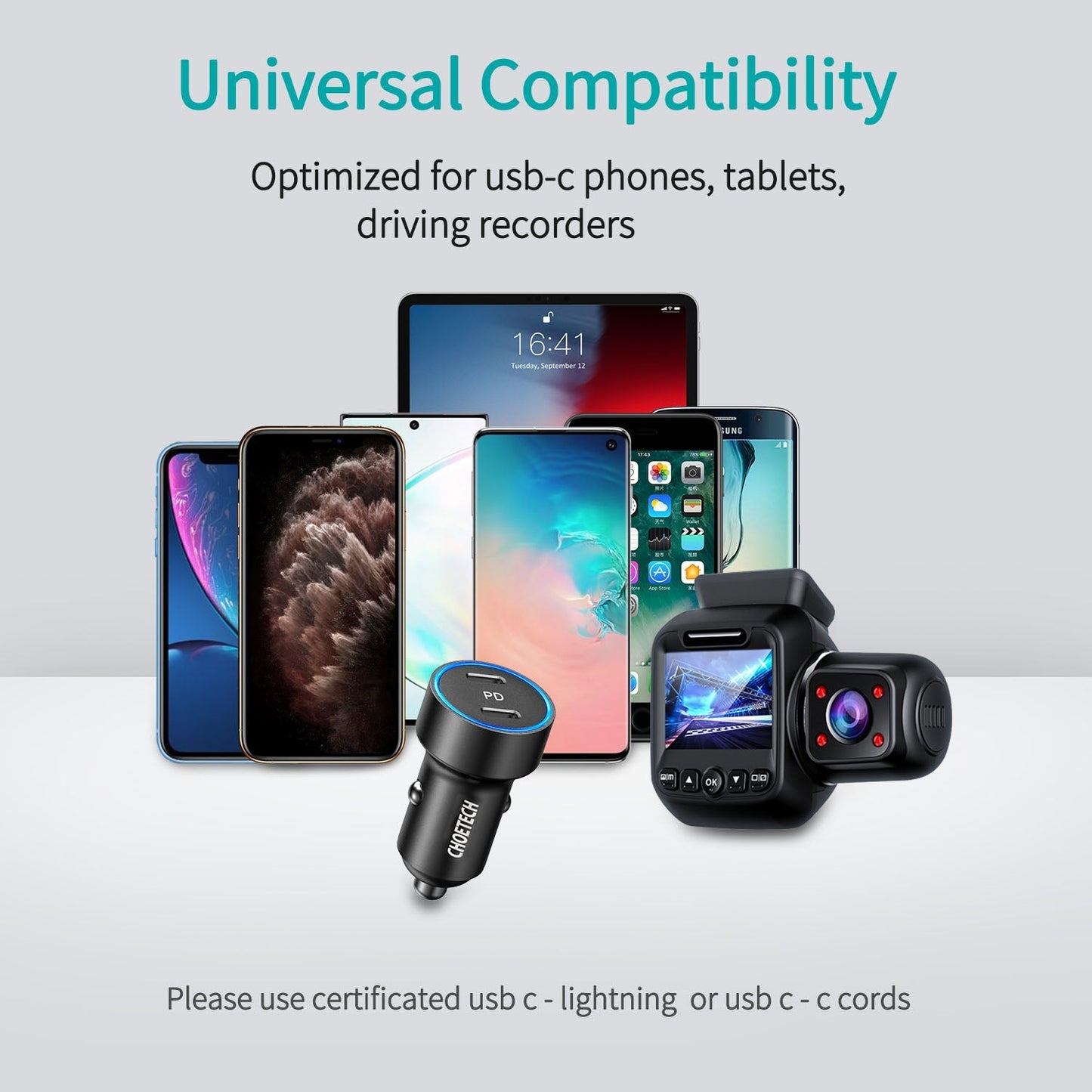 CHOETECH C0054 2-Port 40W USB-C Car Charger Adapter Tristar Online