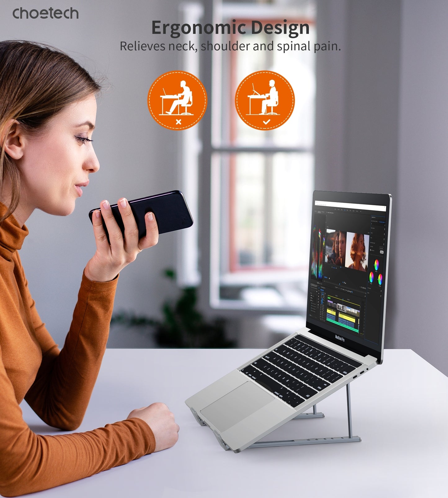 CHOETECH H055-GY Aluminum Foldable Laptop Stand Tristar Online