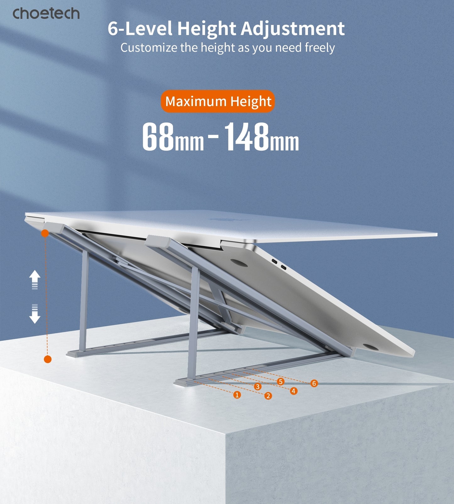 CHOETECH H055-GY Aluminum Foldable Laptop Stand Tristar Online