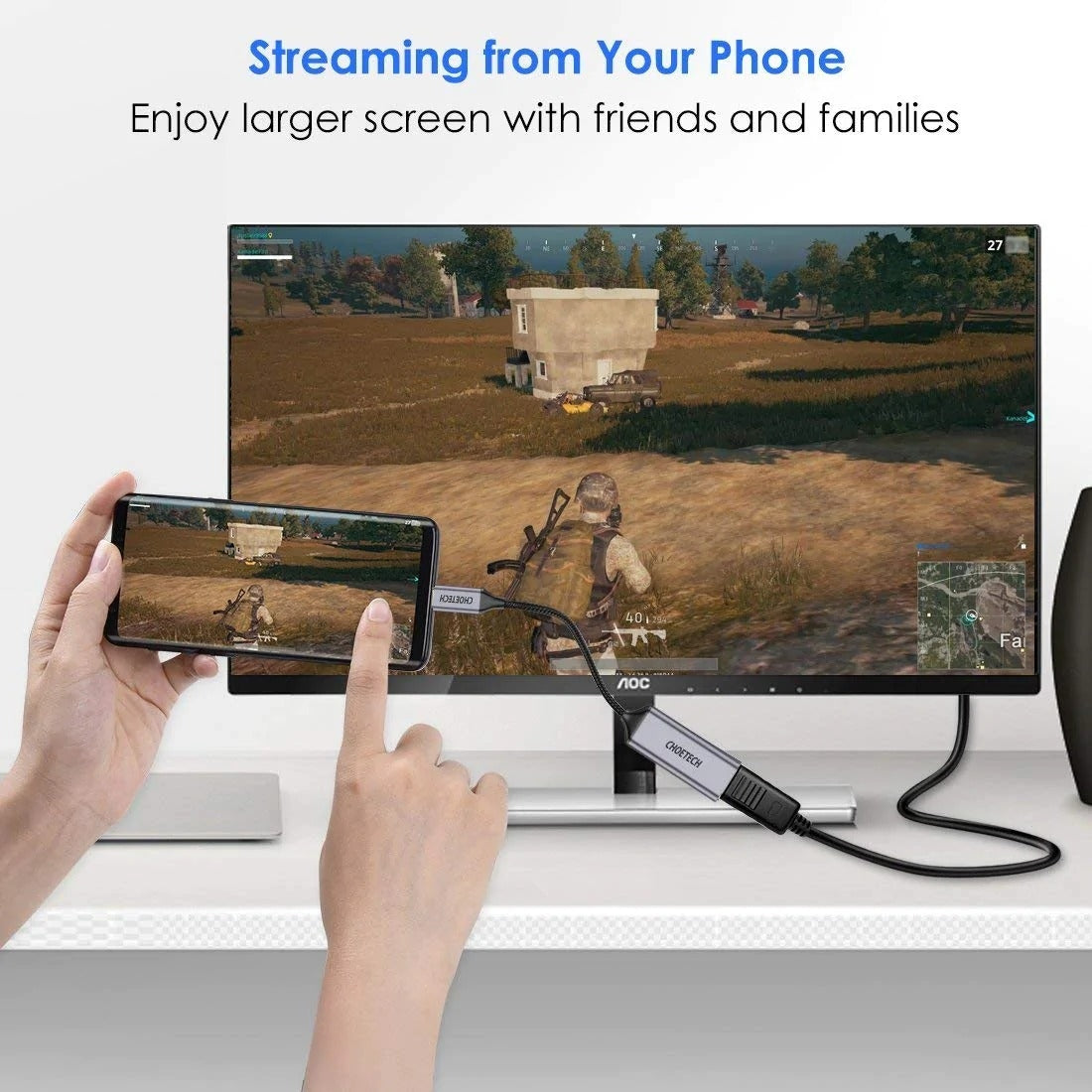CHOETECH HUB-H10 USB-C To HDMI Braided Cable Adapter Tristar Online