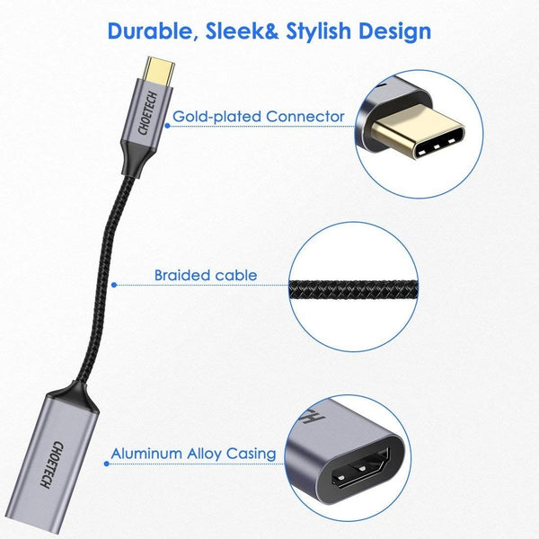 CHOETECH HUB-H10 USB-C To HDMI Braided Cable Adapter Tristar Online