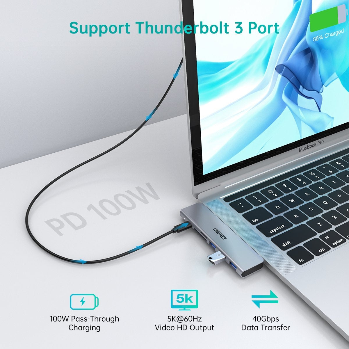 CHOETECH HUB-M23 7-in-1 MacBook Pro USB Adapter Tristar Online