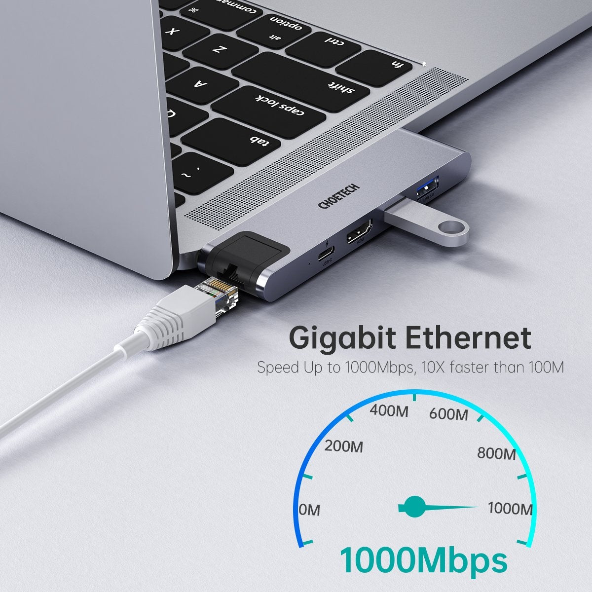 CHOETECH HUB-M24 7-in-2 MacBook Pro/Air USB Adapter USB-C Hub Tristar Online