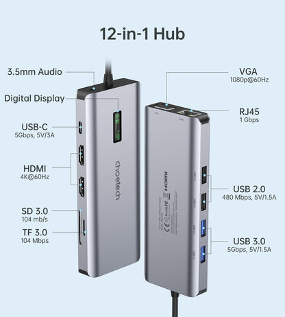CHOETECH HUB-M26 12-in-1 USB-C Multiport Adapter Tristar Online