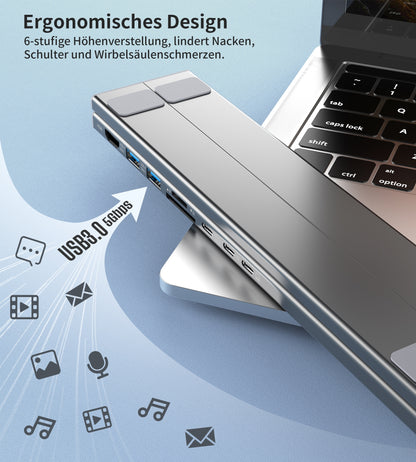 CHOETECH HUB-M48 7-in-1 Hub + Foldable Laptop stand USB-C to HDMI 4K/USB-A/TF&SD/USB-C with PD Charging Tristar Online