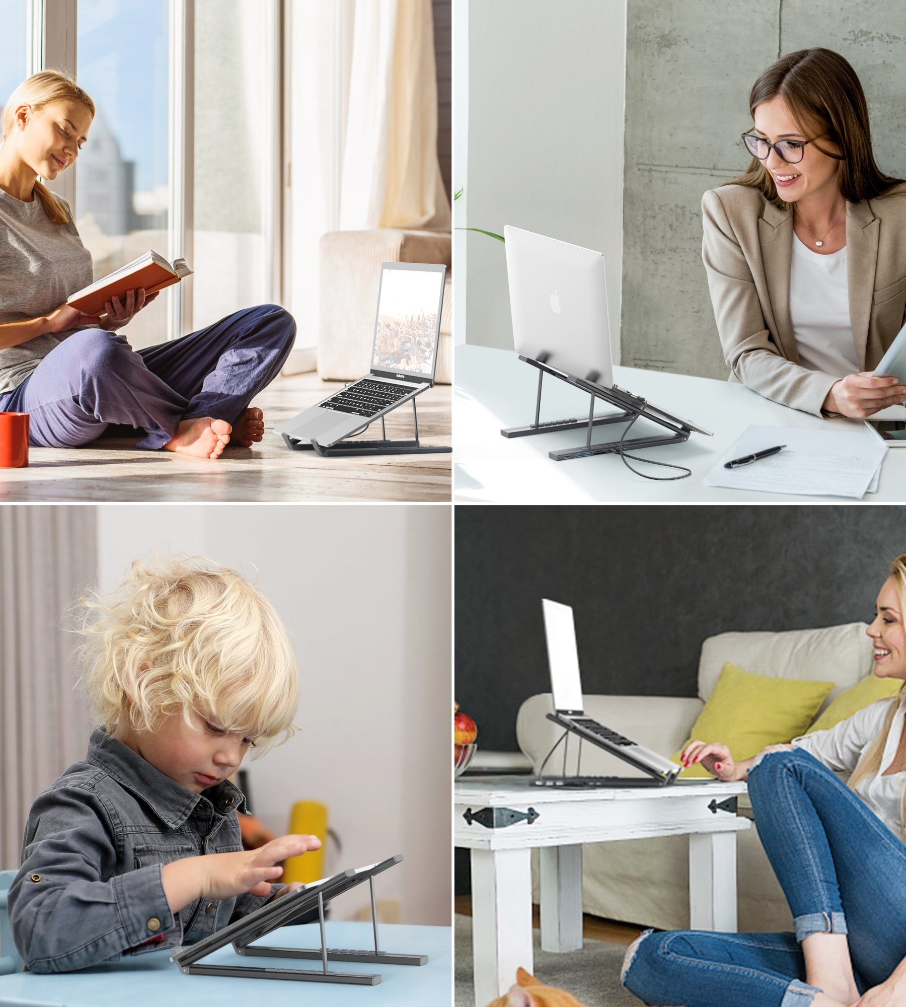 CHOETECH HUB-M48 7-in-1 Hub + Foldable Laptop stand USB-C to HDMI 4K/USB-A/TF&SD/USB-C with PD Charging Tristar Online