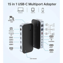 CHOETECH HUB-M52 15-in-1 Laptop USB-C Docking Station Tristar Online