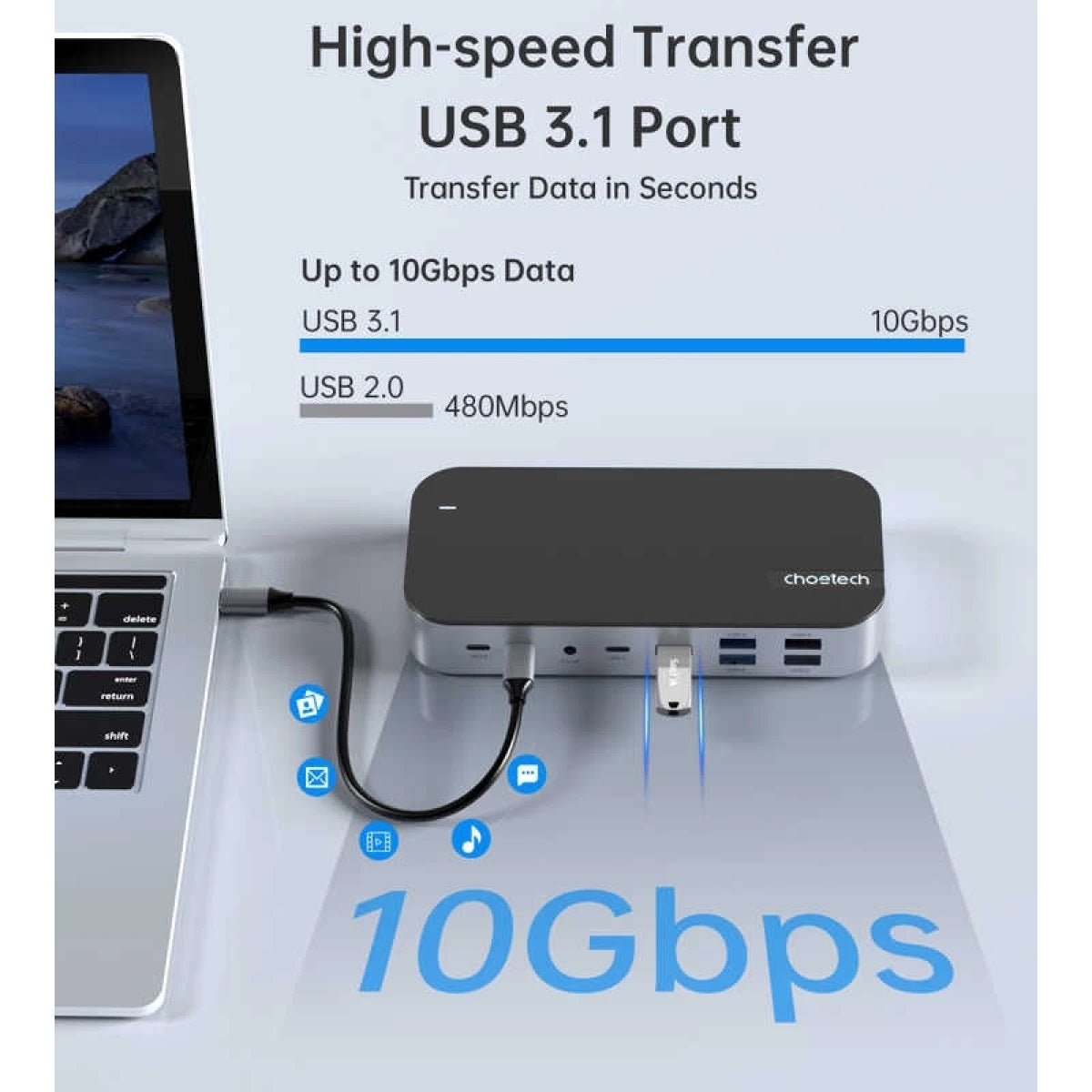 CHOETECH HUB-M52 15-in-1 Laptop USB-C Docking Station Tristar Online