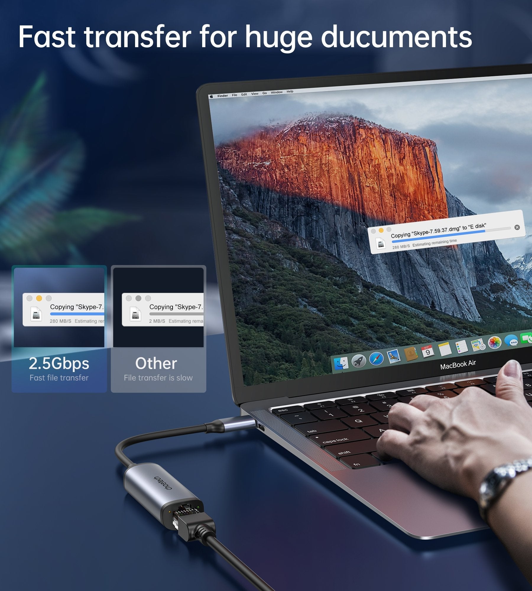 CHOETECH HUB-R02 USB-C to Gigabit Ethernet Adapter Tristar Online