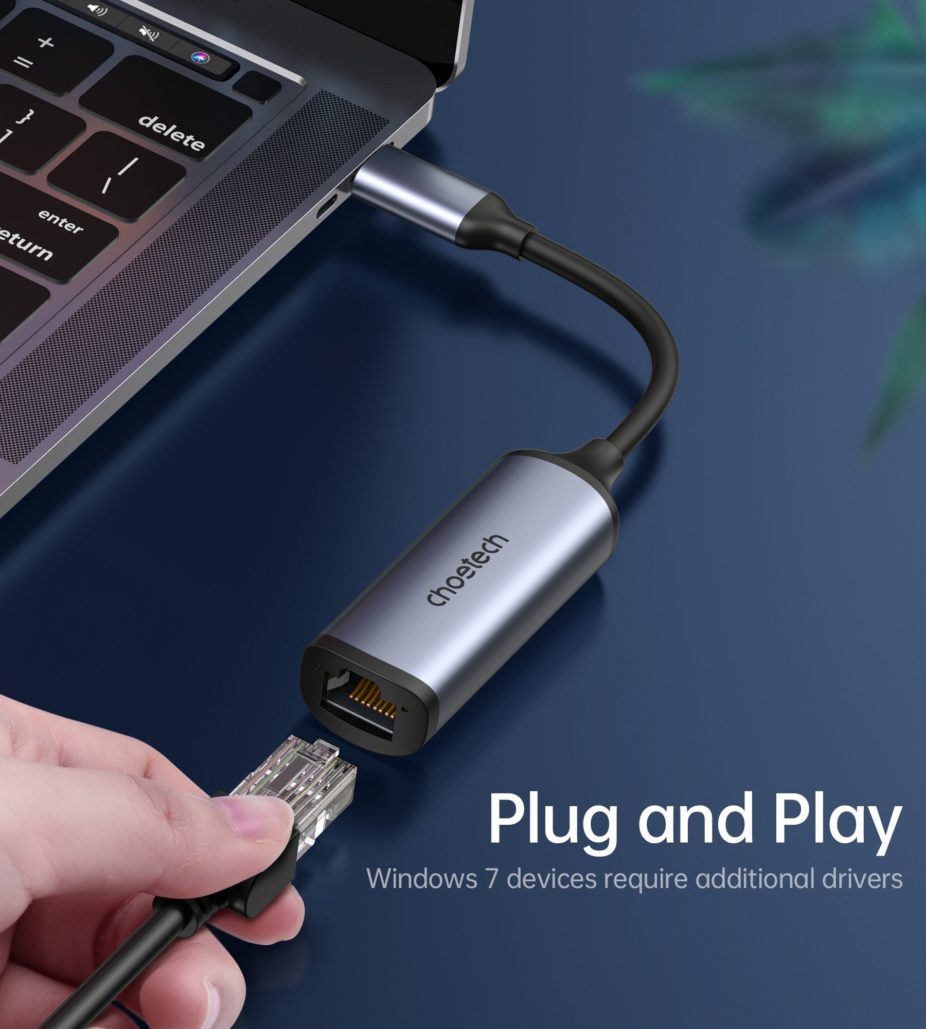 CHOETECH HUB-R02 USB-C to Gigabit Ethernet Adapter Tristar Online