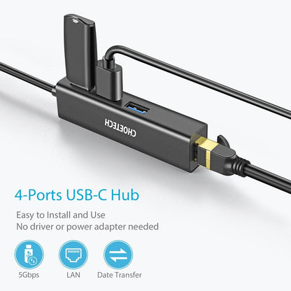 CHOETECH HUB-U02 USB-C To Ethernet Hub Tristar Online