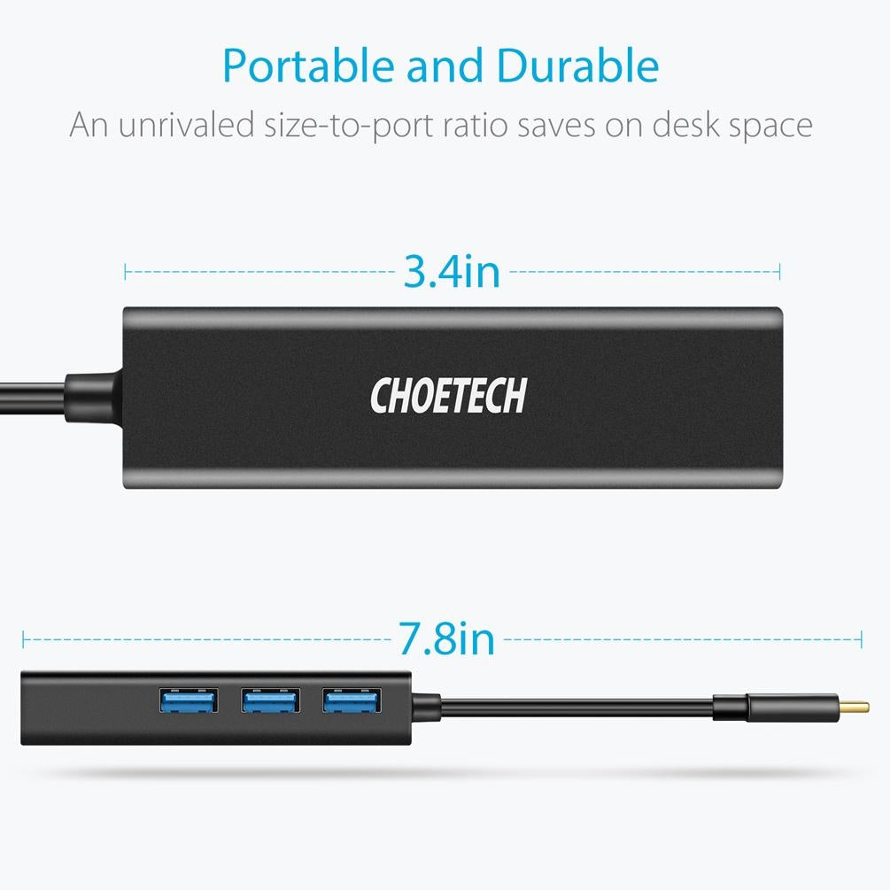 CHOETECH HUB-U02 USB-C To Ethernet Hub Tristar Online