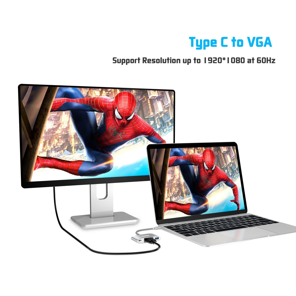 CHOETECH HUB-V02 USB-C to VGA & USB Multiport Adapter Tristar Online
