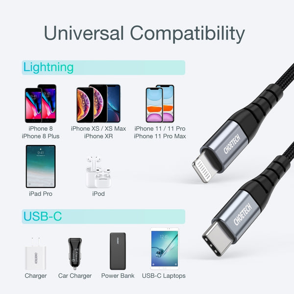 CHOETECH IP0042 USB-C MFI Certified iPhone Cable 3M Tristar Online