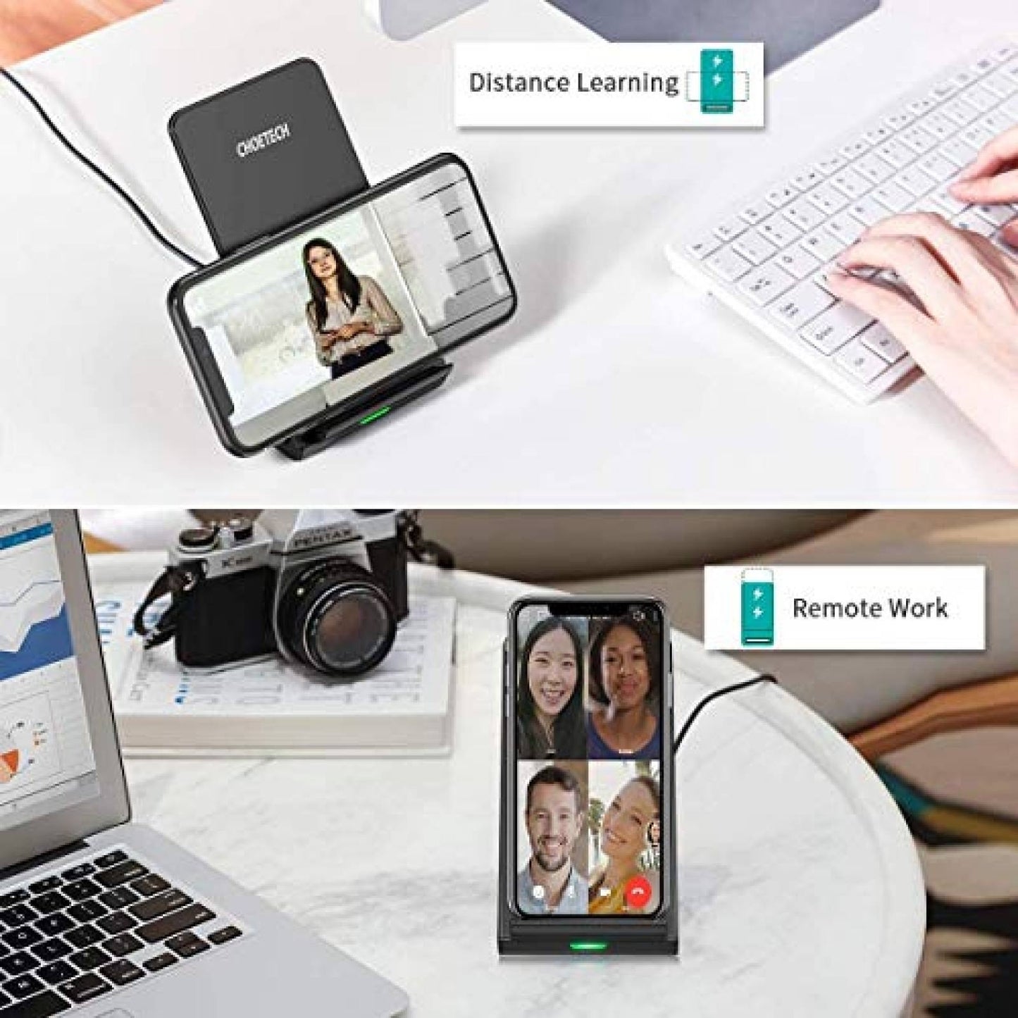 CHOETECH MIX00087 (T524S+T511S) Qi 10W/7.5W Fast Wireless Charging Stand and Pad Tristar Online