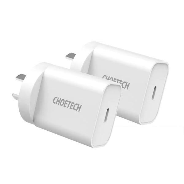CHOETECH MIX00109 USB-C PD 20W AC Charger Adapter 2-Pack White Tristar Online