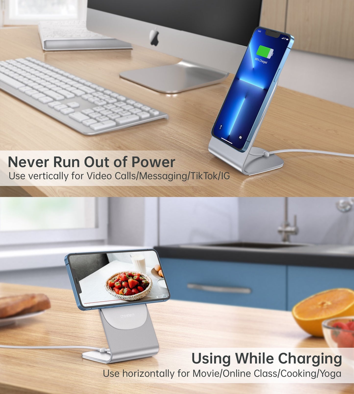 CHOETECH MIX00117SL Magasafe Fast Wireless Charger Stand Holder For iPhone 13/12 (H047+T517) Tristar Online