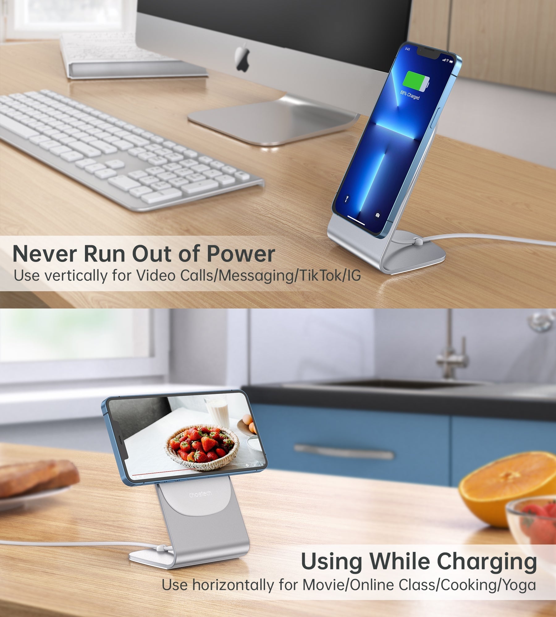 CHOETECH MIX00117SL Magasafe Fast Wireless Charger Stand Holder For iPhone 13/12 (H047+T517) Tristar Online