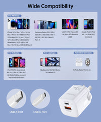 CHOETECH PD5006 33W Dual Port Wall Charger Tristar Online