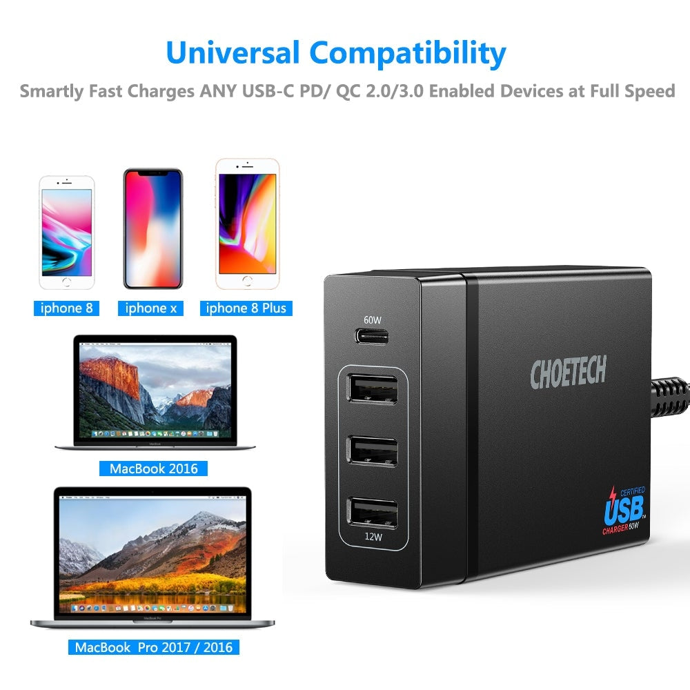 CHOETECH PD72 Power Delivery Charger Tristar Online