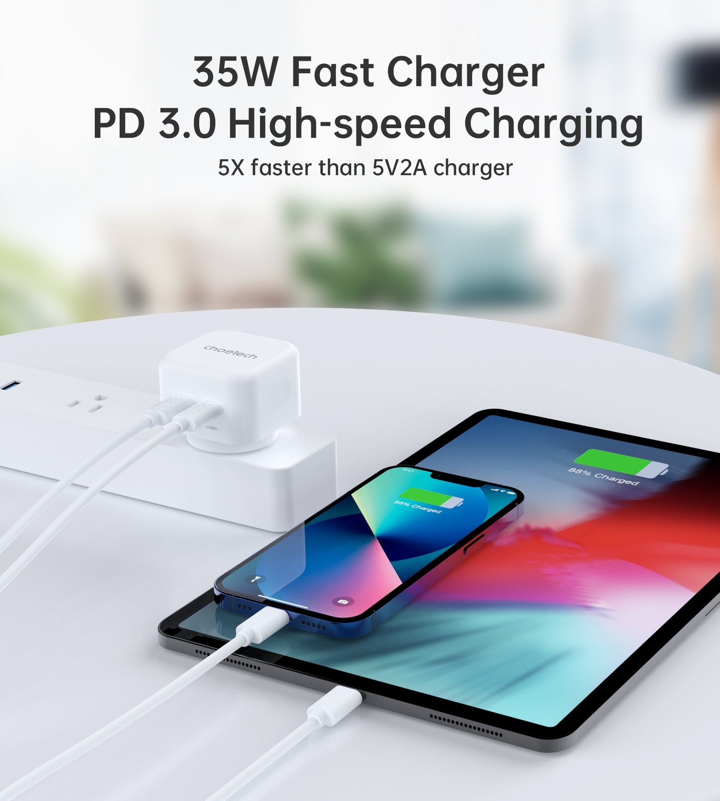 CHOETECH Q5008 PD 35W Dual USB-C Charger Tristar Online