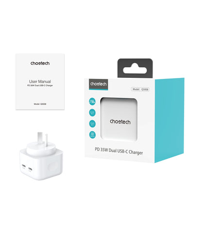 CHOETECH Q5008 PD 35W Dual USB-C Charger Tristar Online