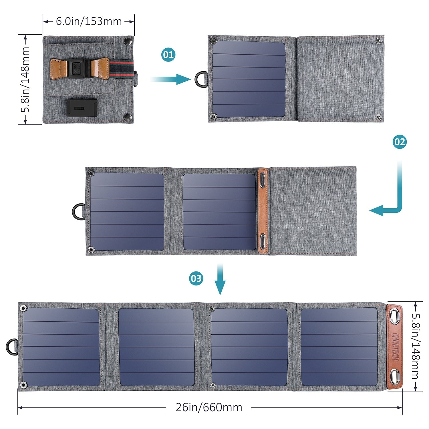 CHOETECH SC004 14W USB Foldable Solar Powered Charger Tristar Online