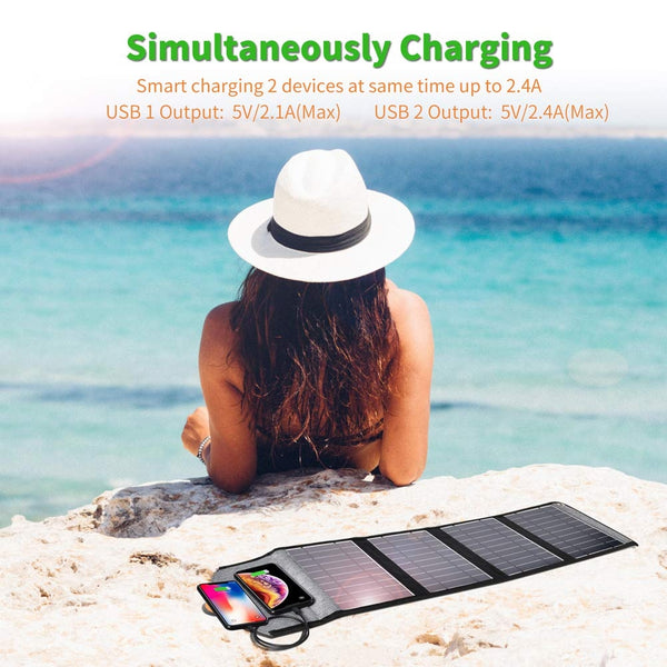 CHOETECH SC005 22W Portable Waterproof Foldable Solar Panel Charger (Dual USB Ports) Tristar Online