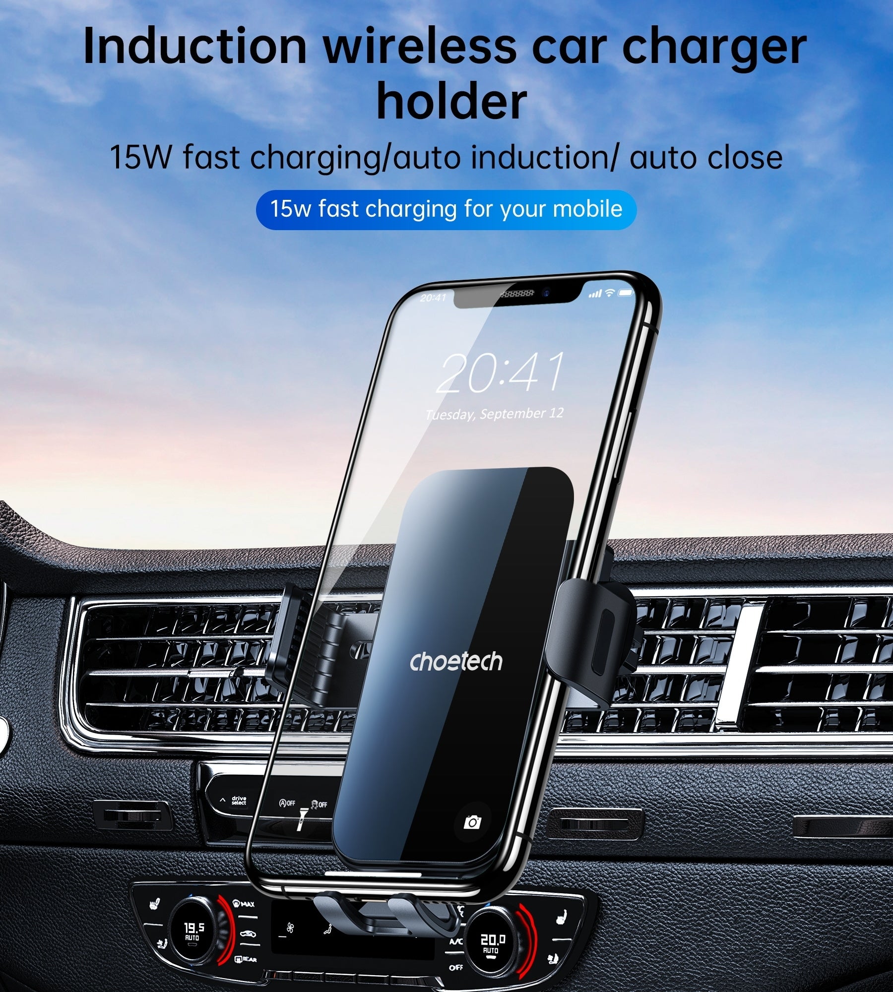 Choetech T202-F Fast Wireless Charging Car Dock Tristar Online