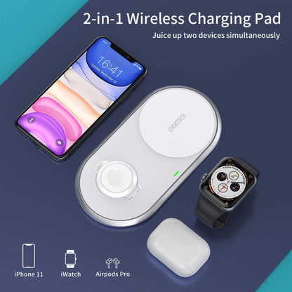 CHOETECH T317 2-in-1 Dual Wireless Charger Pad (MFI Certified) Tristar Online
