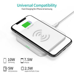 CHOETECH T511-S Qi Certified 10W/7.5W Fast Wireless Charger Pad (White) Tristar Online