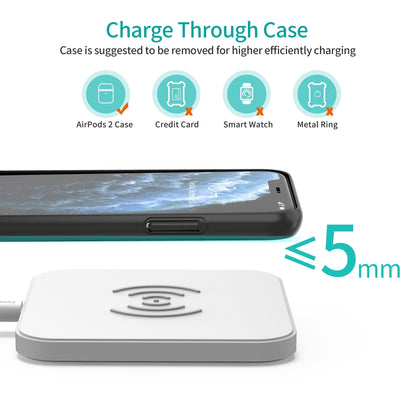 CHOETECH T511-S Qi Certified 10W/7.5W Fast Wireless Charger Pad (White) Tristar Online