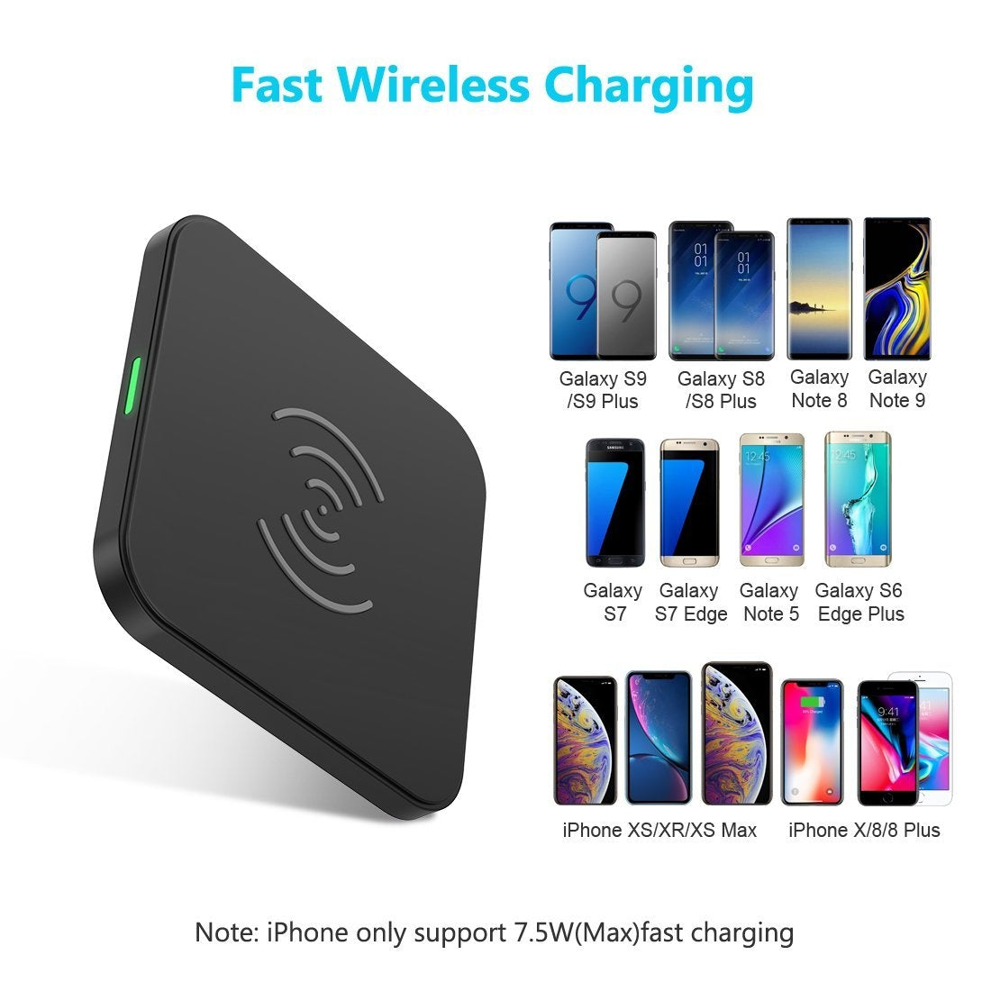 CHOETECH T511S Qi Certified 10W/7.5W Fast Wireless Charger Pad Tristar Online