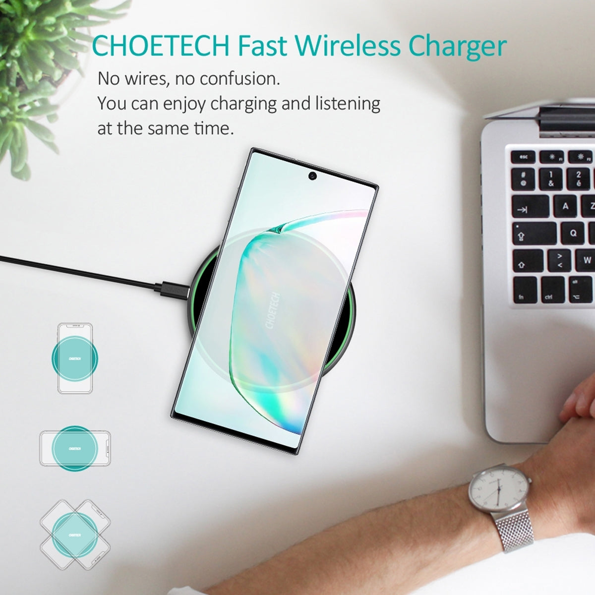 CHOETECH T559-F 15W Wireless Charging Pad with AC Adapter Tristar Online