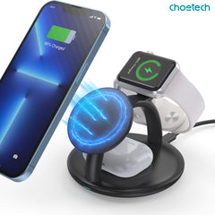 CHOETECH T587-F 3-in-1 Magnetic Wireless Charger Station for iPhone 12/13/14/AirPods Pro/iWatch Tristar Online