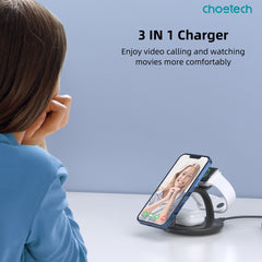 CHOETECH T587-F 3-in-1 Magnetic Wireless Charger Station for iPhone 12/13/14/AirPods Pro/iWatch Tristar Online