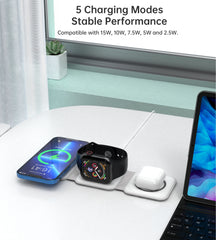 CHOETECH T588-F-WH 3-in-1 Foldable Fast Wireless Charger for Phone/Watch/Earphone Tristar Online