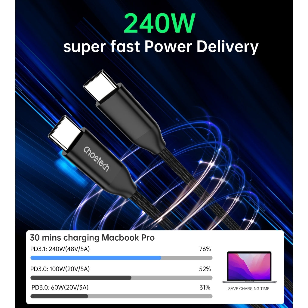 CHOETECH XCC-1036 USB-C M to M PD3.1 240W Super Fast Charging Cable 2M Tristar Online
