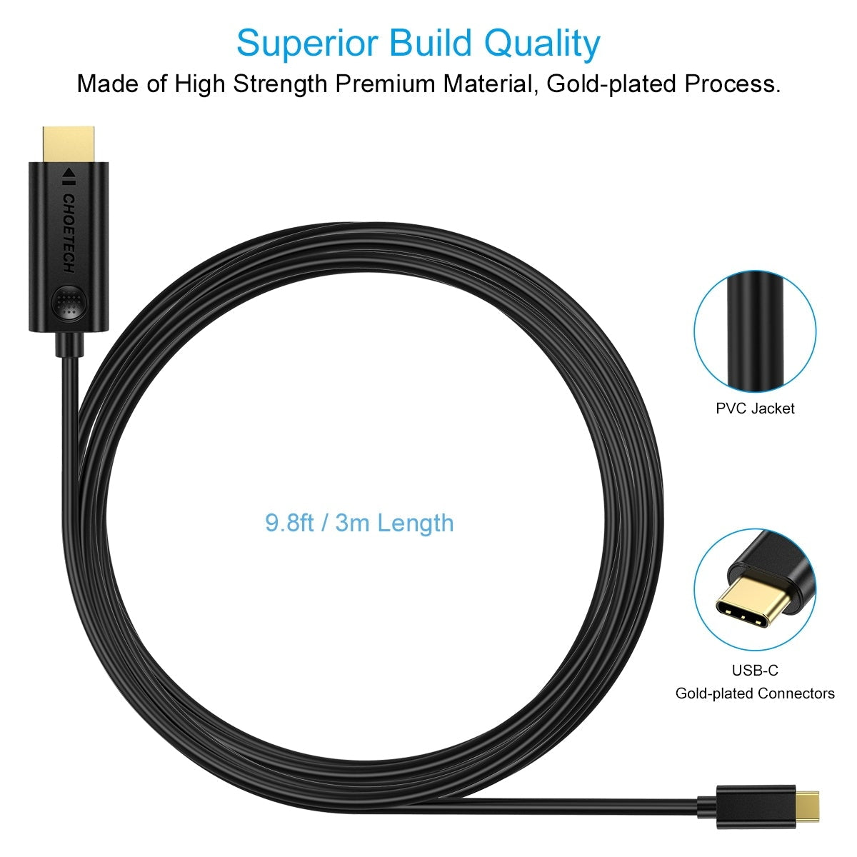 CHOETECH XCH-0030 USB-C To HDMI Cable 3M Tristar Online