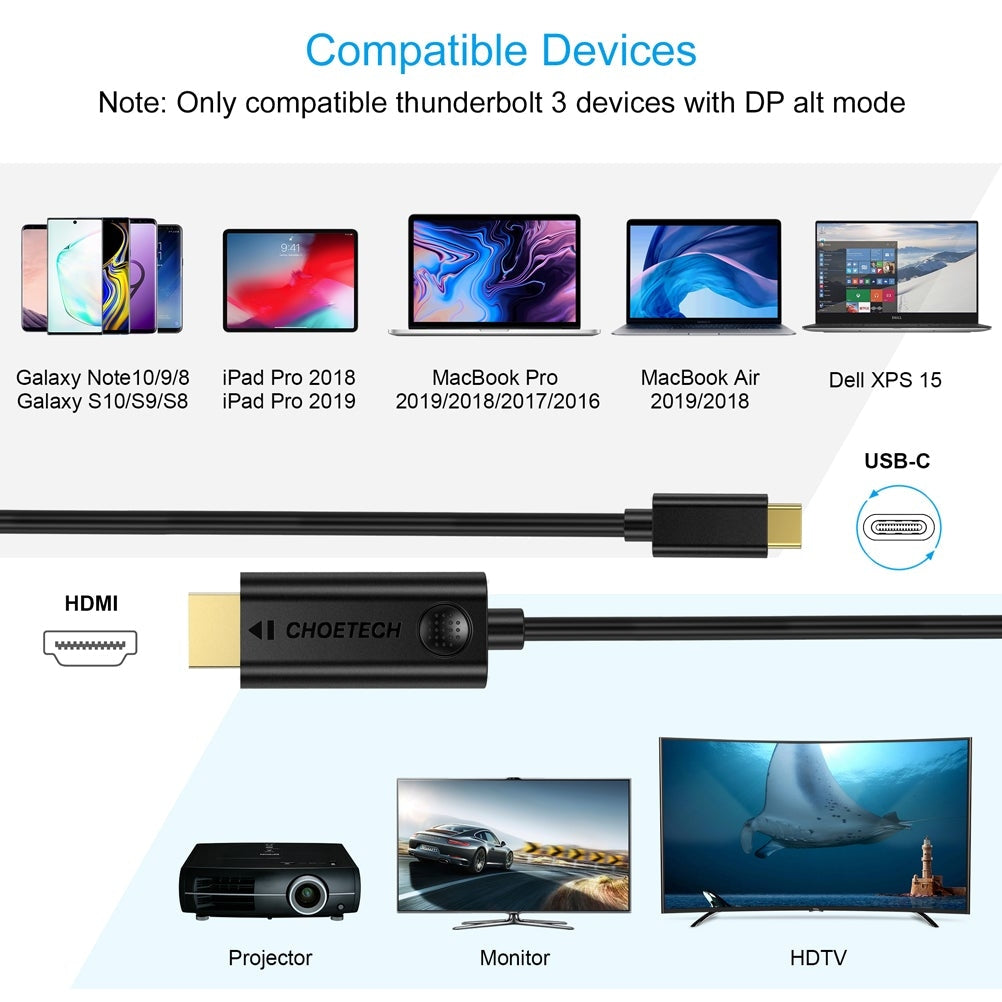 CHOETECH XCH-0030 USB-C To HDMI Cable 3M Tristar Online