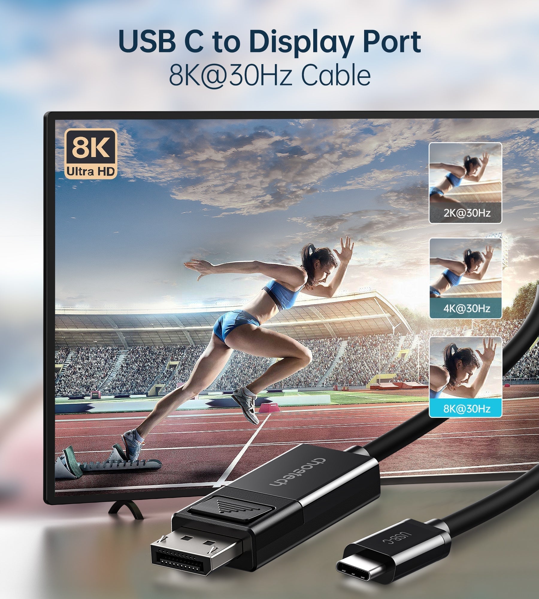 CHOETECH XCP-1803 USB-C To DisplayPort Cable 8K@30Hz 1.8M Two-Way Tristar Online