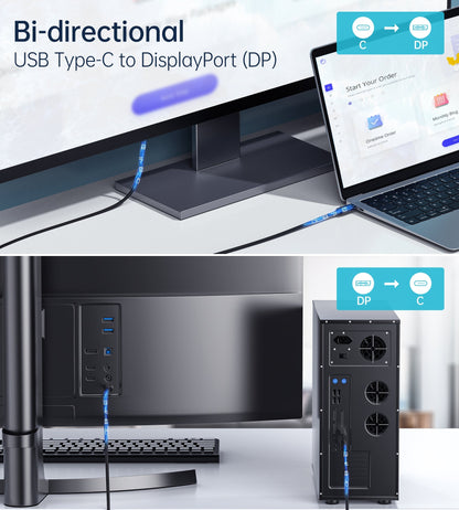 CHOETECH XCP-1803 USB-C To DisplayPort Cable 8K@30Hz 1.8M Two-Way Tristar Online