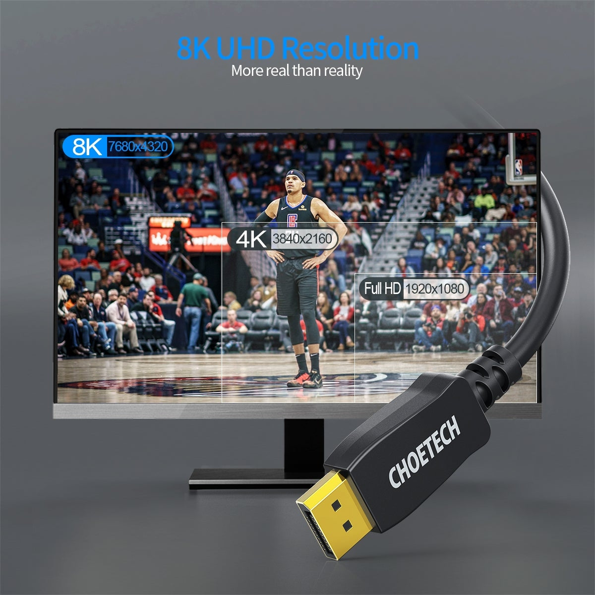 CHOETECH XDD01 DP to DP Cable 2M 8K 60Hz Tristar Online