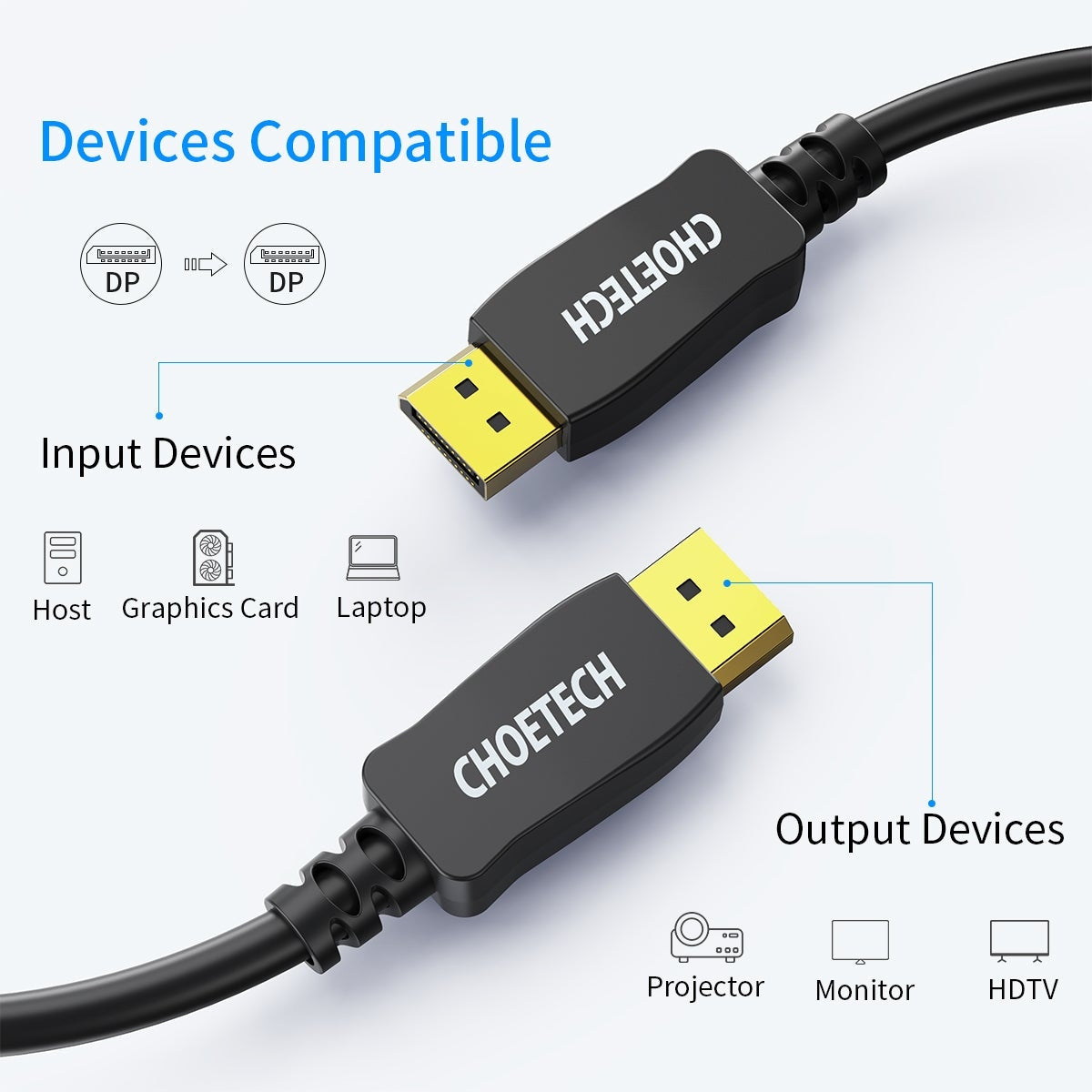 CHOETECH XDD01 DP to DP Cable 2M 8K 60Hz Tristar Online