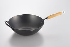 Yoshikawa Cook-Pal Ren 36cm Premium Carbon Steel Heat Treated Wok with two handles Tristar Online