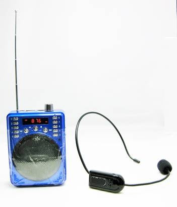 Portable Non-Bluetooth Voice Amplifier Includes Wireless FM Headset & Wired Headset (Blue) Tristar Online
